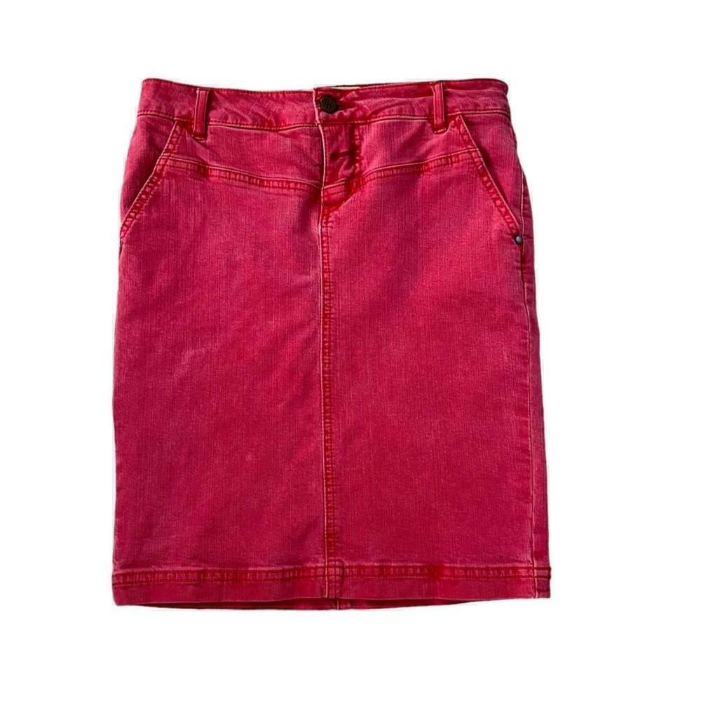 Anthropologie Holding Horses Red Wash Denim Pencil Skirt Size 26